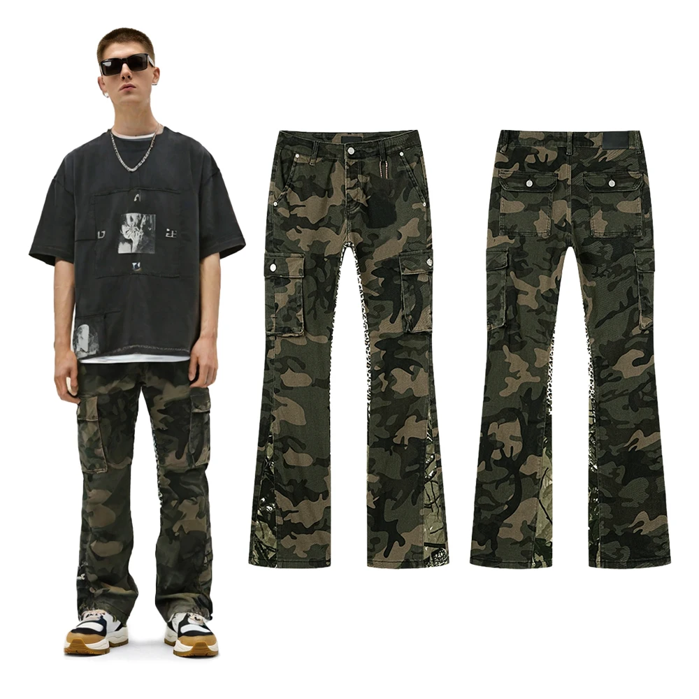 Y2k Streetwear Camouflage Patchwork Baggy Flared Jeans with 3D Pouch Hiphop Street Style Casual Cotton Vintage Flare Cargo Pants
Y2k Streetwear Camouflage Patchwork Baggy Flared Jeans with 3D Pouch Hiphop Street Style Casual Cotton Vintage Flare Cargo Pants