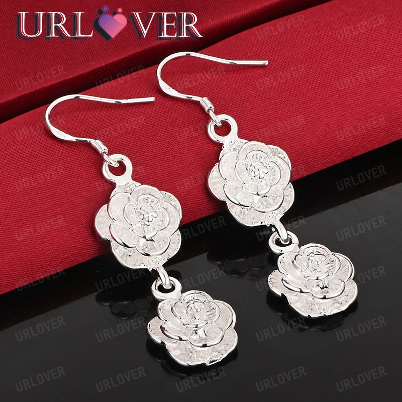 925 Sterling Silver Jewelry Female Elegant Flower Shaped Drop Earring Charm Wedding Accessories Women Engagement Party Gift
925 Sterling Silver Jewelry Female Elegant Flower Shaped Drop Earring Charm Wedding Accessories Women Engagement Party Gift