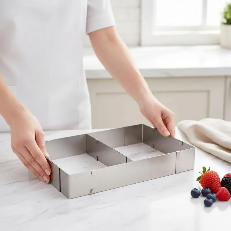 Rectangular Cake Mold Ring Adjustable 304 Stainless Steel Expandable for Baking Mousse Pastry Family Kitchen
Rectangular Cake Mold Ring Adjustable 304 Stainless Steel Expandable for Baking Mousse Pastry Family Kitchen