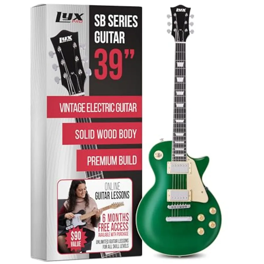 39 SB Series Electric Guitar for beginner intermediate pro players: mahogany solid body, green finish, volume/tone controls, 3-
39 SB Series Electric Guitar for beginner intermediate pro players: mahogany solid body, green finish, volume/tone controls, 3-