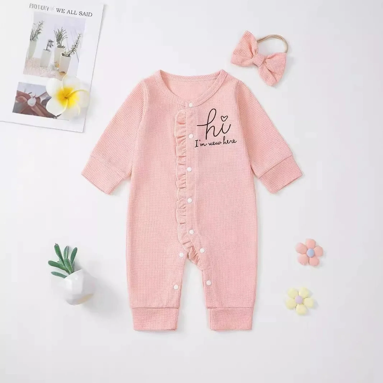 Newborn Infant Baby Girl Boys Fall Footies Rompers Solid Frills Ruffles Long Sleeve Autumn Jumpsuits with Headband Home Outfit
Newborn Infant Baby Girl Boys Fall Footies Rompers Solid Frills Ruffles Long Sleeve Autumn Jumpsuits with Headband Home Outfit