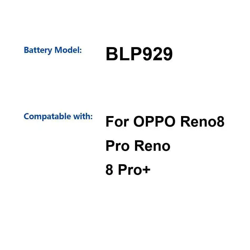 Для Oppo Reno 8 Pro + аккумулятор мобильного телефона 4500 мАч BLP929 долговечный 
Для Oppo Reno 8 Pro + аккумулятор мобильного телефона 4500 мАч BLP929 долговечный