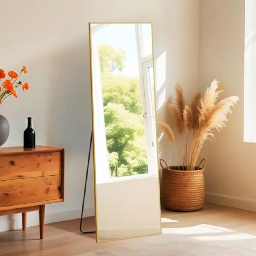 Full Length Gold Mirror 59.1"x16" for Bedroom Full Body Mirror with Stand Hanging or Leaning for Wall Aluminum Alloy Thin Frame
Full Length Gold Mirror 59.1"x16" for Bedroom Full Body Mirror with Stand Hanging or Leaning for Wall Aluminum Alloy Thin Frame