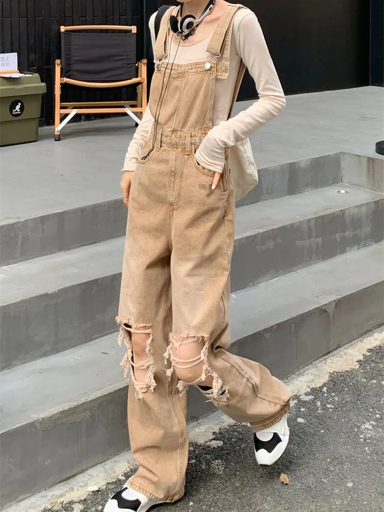 Jumpsuits for Women khaki Straps Jeans Overalls Vintage Streetwear Hole Wide Leg Pants Casual Baggy Denim Jumpsuit Y2k
Jumpsuits for Women khaki Straps Jeans Overalls Vintage Streetwear Hole Wide Leg Pants Casual Baggy Denim Jumpsuit Y2k