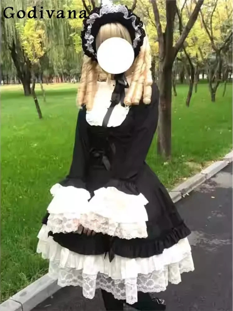 Elegant Gothic Lolita Multi-Layer Lace High Waist A-line Ruffles Dress Spring Autumn Black Cloak Punk Princess Two-Piece Sets
Elegant Gothic Lolita Multi-Layer Lace High Waist A-line Ruffles Dress Spring Autumn Black Cloak Punk Princess Two-Piece Sets