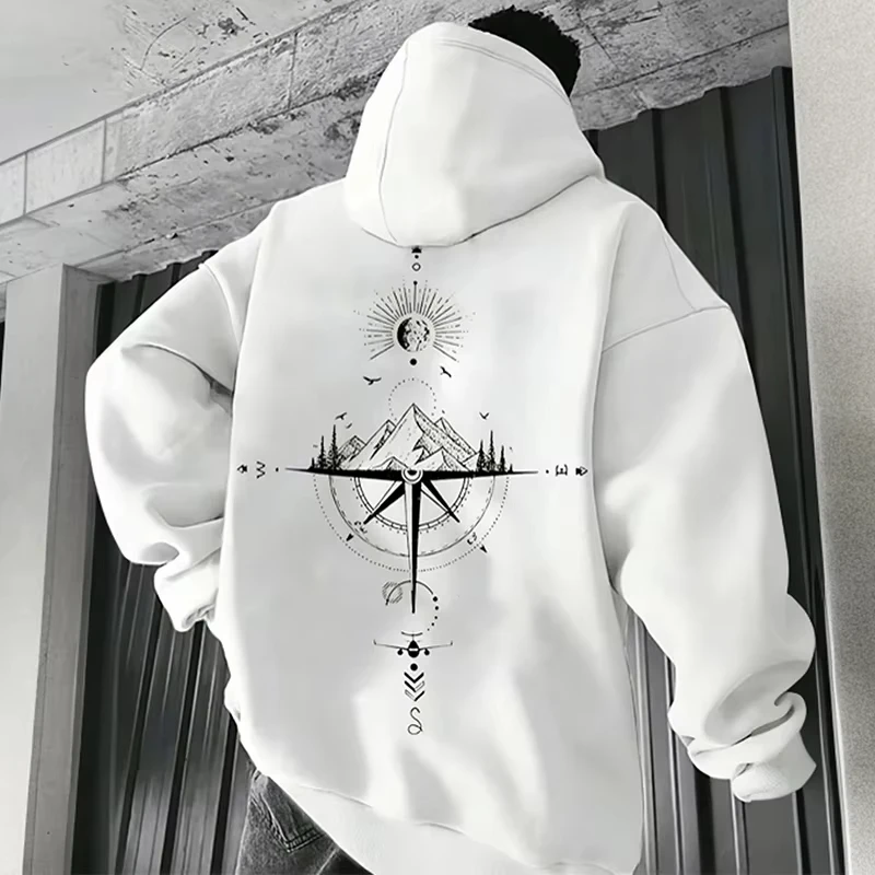 Vintage Compass Print Hoodies for Men High Quality Hooded Long Sleeve Pullover All Season Daily Casual Sports Tops Men's Clothes
Vintage Compass Print Hoodies for Men High Quality Hooded Long Sleeve Pullover All Season Daily Casual Sports Tops Men's Clothes