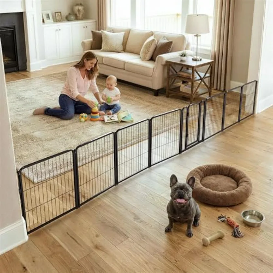 Dog Gate Extra Wide Designed for Indoor Use Adjustable Width 183-inch Wide 24" H 8 Wire Panels for Ppies and Small Dogs
Dog Gate Extra Wide Designed for Indoor Use Adjustable Width 183-inch Wide 24" H 8 Wire Panels for Ppies and Small Dogs