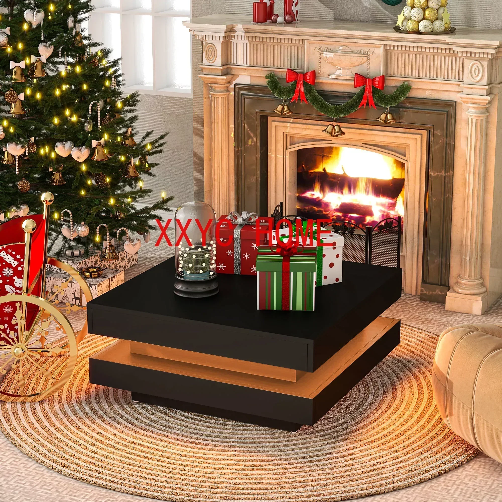 High Gloss Minimalist Design with plug-in 16-color LED Lights, 2-Tier Square Coffee Table, Center Table for Living Room,Black
High Gloss Minimalist Design with plug-in 16-color LED Lights, 2-Tier Square Coffee Table, Center Table for Living Room,Black
