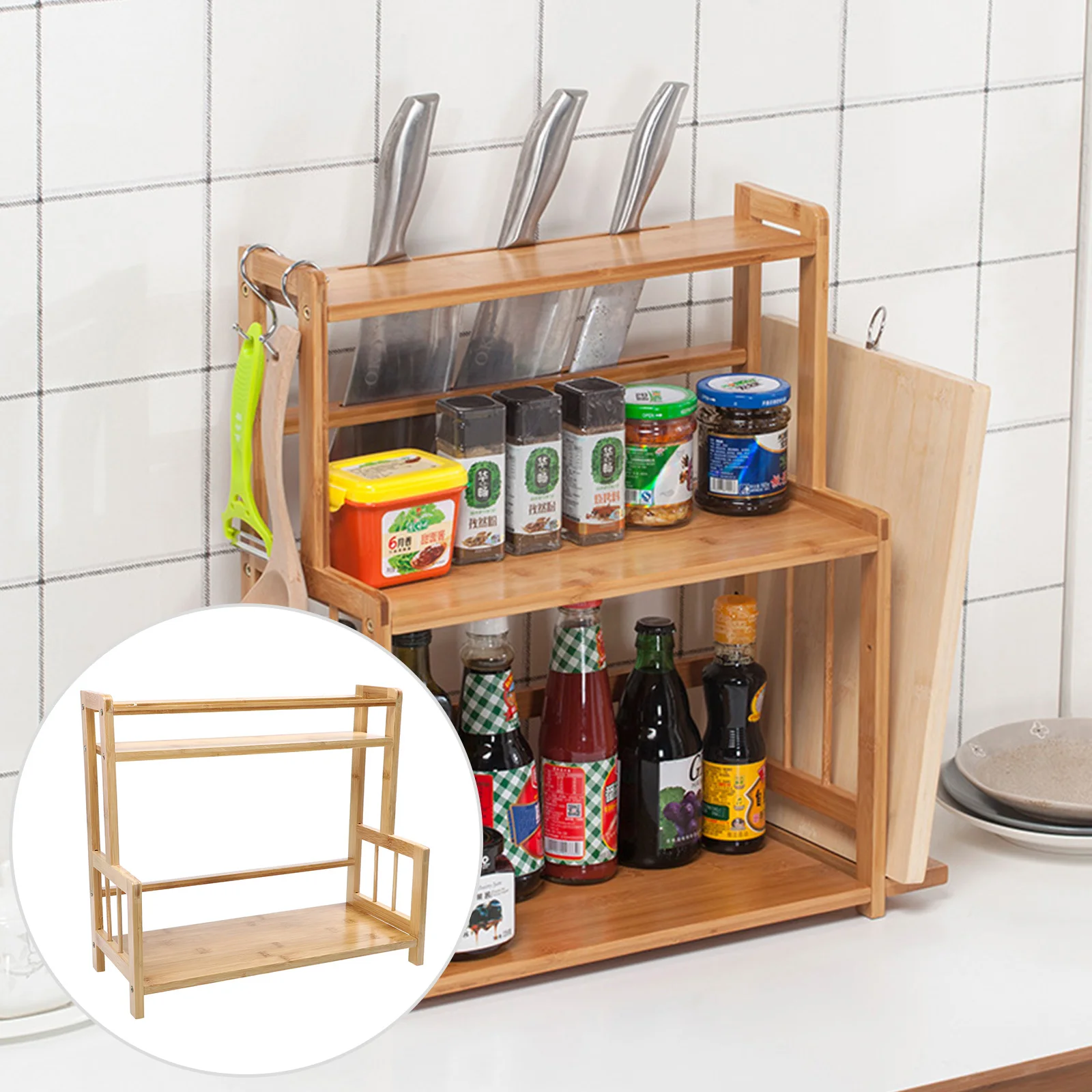 1pc 2 Tier Bamboo Spice Rack Kitchen Storage Organizer Seasoning Jar Shelf Bottle Stand for Bathroom Living Room Bedroom
1pc 2 Tier Bamboo Spice Rack Kitchen Storage Organizer Seasoning Jar Shelf Bottle Stand for Bathroom Living Room Bedroom
