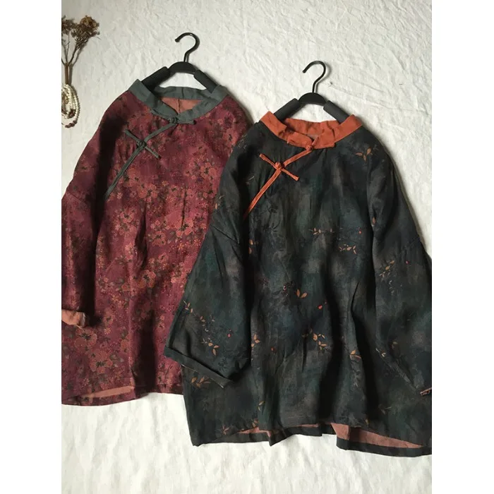 Retro Print Cotton Linen Tea irt Women's Spring Autumn Button up Head over irt Loose Fit Long Sve Floral Embroidery
Retro Print Cotton Linen Tea irt Women's Spring Autumn Button up Head over irt Loose Fit Long Sve Floral Embroidery