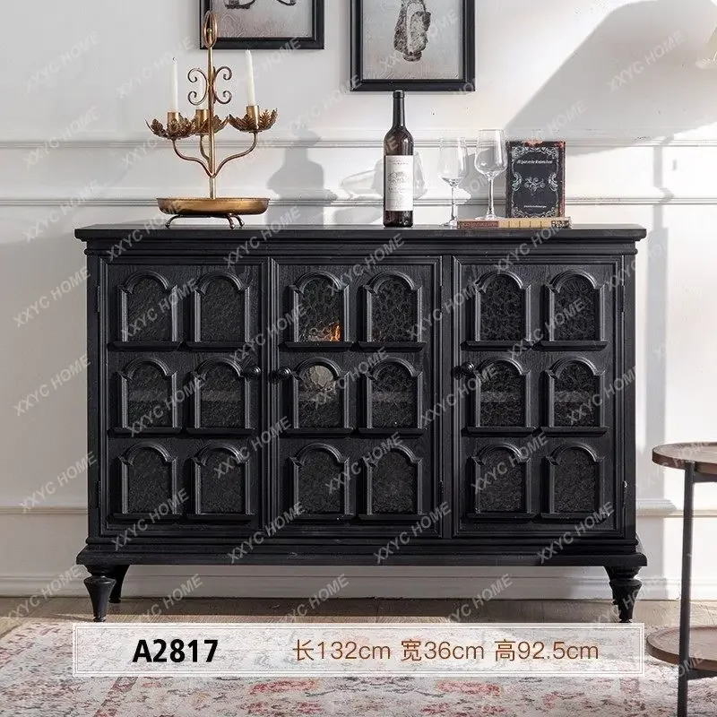 YDXretro solid wood shoe cabinet with glass door decoration black foyer storage locker
YDXretro solid wood shoe cabinet with glass door decoration black foyer storage locker