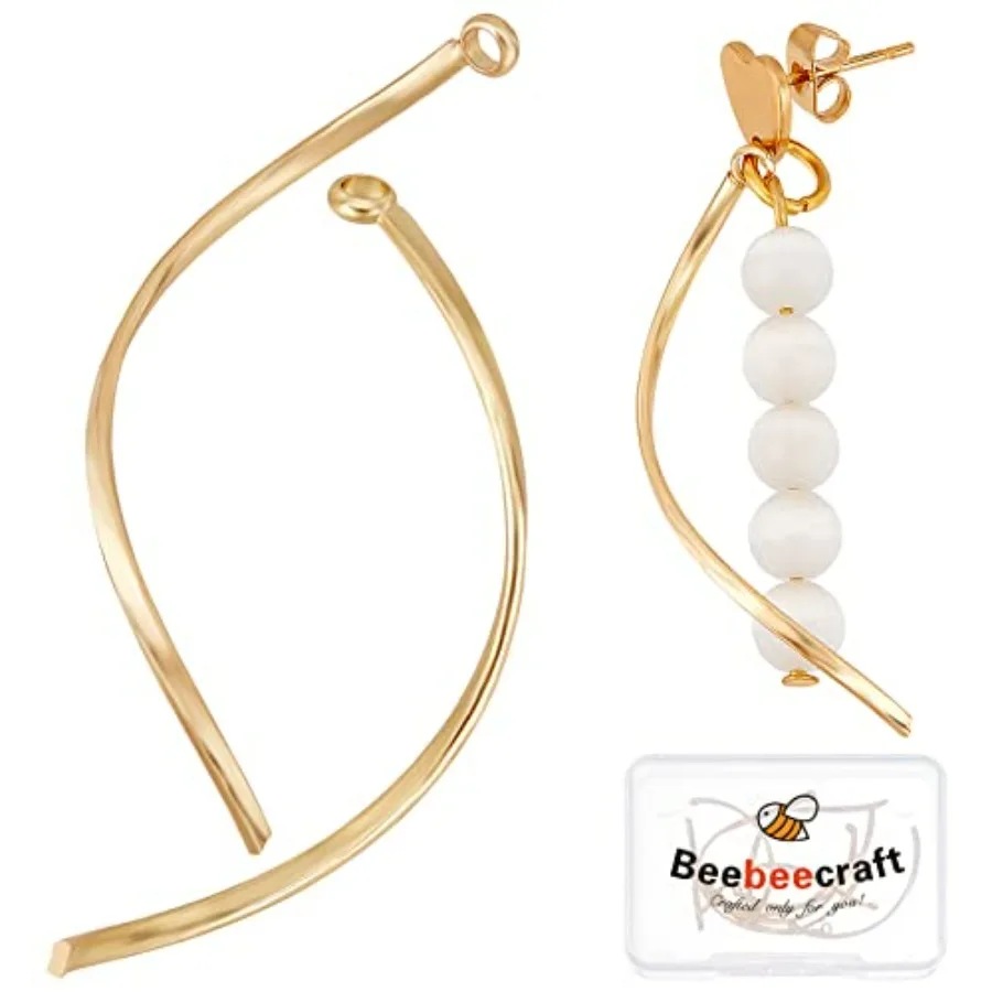 Beebeecraft 1 Box 10Pcs Curved Drop Earrings Long Bar Charms 18K Gold Plated Drop Dangle Jewelry Making Findings for DIY Earrin
Beebeecraft 1 Box 10Pcs Curved Drop Earrings Long Bar Charms 18K Gold Plated Drop Dangle Jewelry Making Findings for DIY Earrin