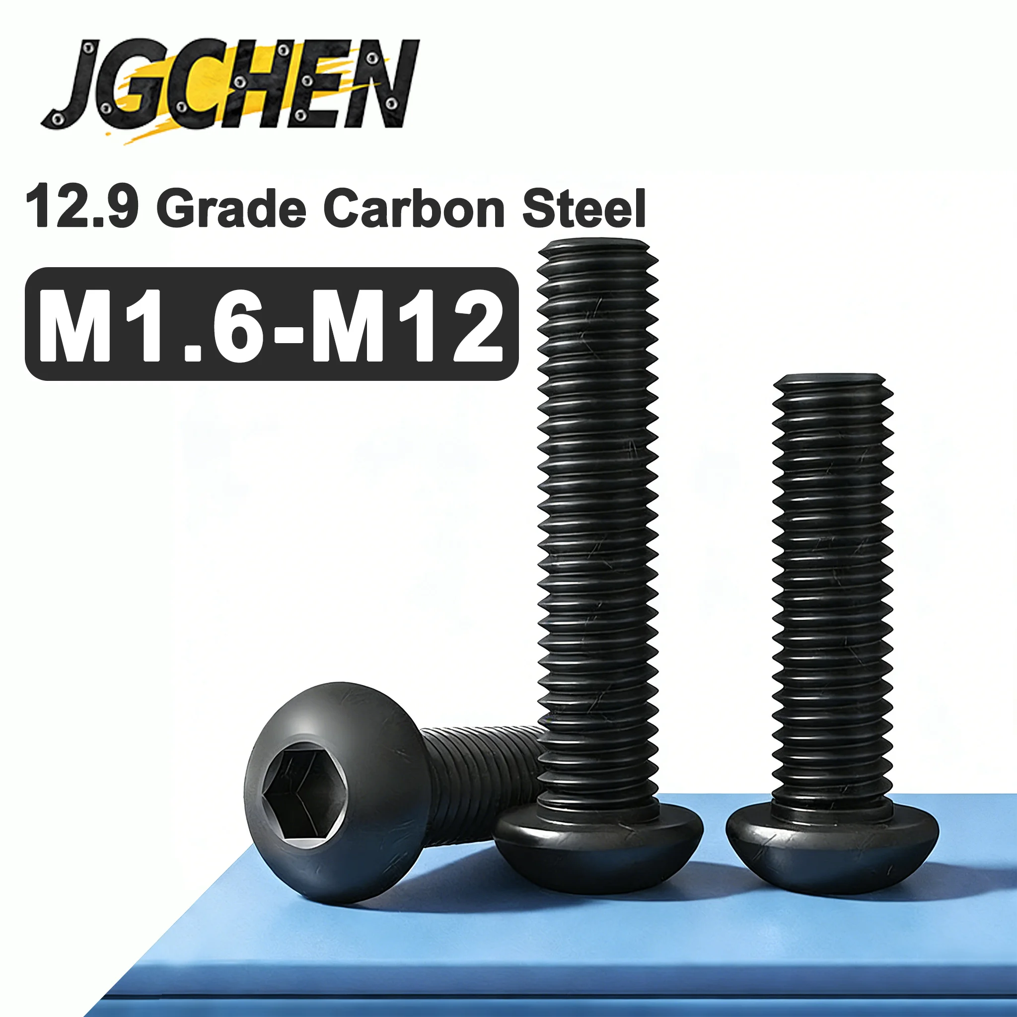 Round Head M1.6 M2 M2.5 M3 M4 M5 M6 M8 M10 M12 Black Grade 12.9 Steel Hexagon Hex Socket Head Button Mushroom Allen Bolt Screw
Round Head M1.6 M2 M2.5 M3 M4 M5 M6 M8 M10 M12 Black Grade 12.9 Steel Hexagon Hex Socket Head Button Mushroom Allen Bolt Screw