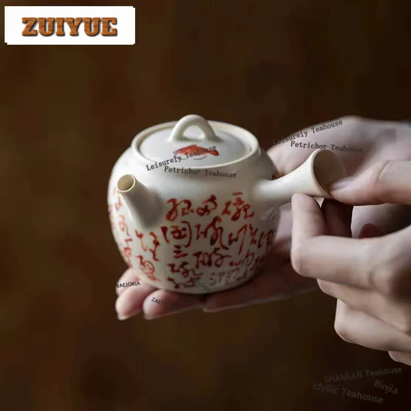 180ml Soda Glazed Poetry Prose Tea Pot Zen Ceramic Side-handled-teapot With Filter Traditional Pot Tea Maker Kettle Teaset Gift
180ml Soda Glazed Poetry Prose Tea Pot Zen Ceramic Side-handled-teapot With Filter Traditional Pot Tea Maker Kettle Teaset Gift