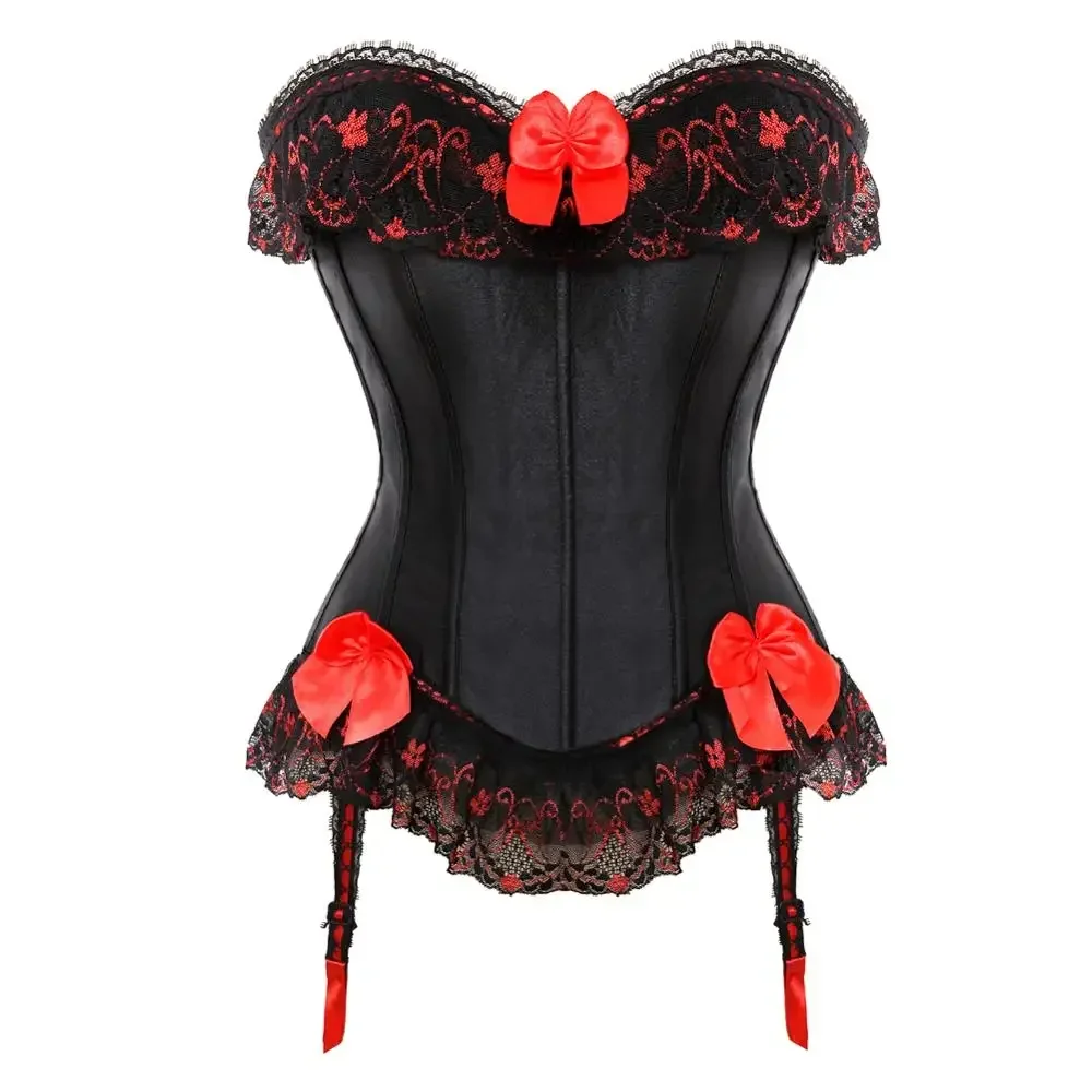 Women Corset Top Sexy Clubwear Bustier Black Satin Corsets with Bow Women's Evening Corsage Lace Up Boned Corselet Plus Size
Women Corset Top Sexy Clubwear Bustier Black Satin Corsets with Bow Women's Evening Corsage Lace Up Boned Corselet Plus Size