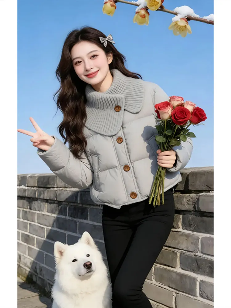 ay High Collar Knitted Patchwork down Cotton Jaet Women's Faionable Sli Super Cute Warm Outerwear Winter New Arrival
ay High Collar Knitted Patchwork down Cotton Jaet Women's Faionable Sli Super Cute Warm Outerwear Winter New Arrival
