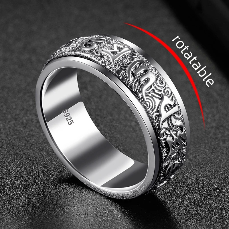 Blessing Six Character Great Bright Mantra Ring For Men Jewelry Ethinc Style Line Relief Double Layer Rotatable Ring Male
Blessing Six Character Great Bright Mantra Ring For Men Jewelry Ethinc Style Line Relief Double Layer Rotatable Ring Male