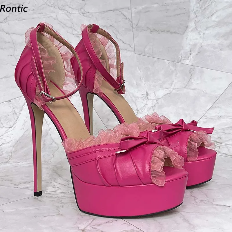 Rontic, женские летние туфли ручной работы на платформе с ремешком на щиколотке, пикантные туфли на шпильке с открытым носком, красивые красные туфли цвета фуксии, размер США 5-20
Rontic, женские летние туфли ручной работы на платформе с ремешком на щиколотке, пикантные туфли на шпильке с открытым носком, красивые красные туфли цвета фуксии, размер США 5-20