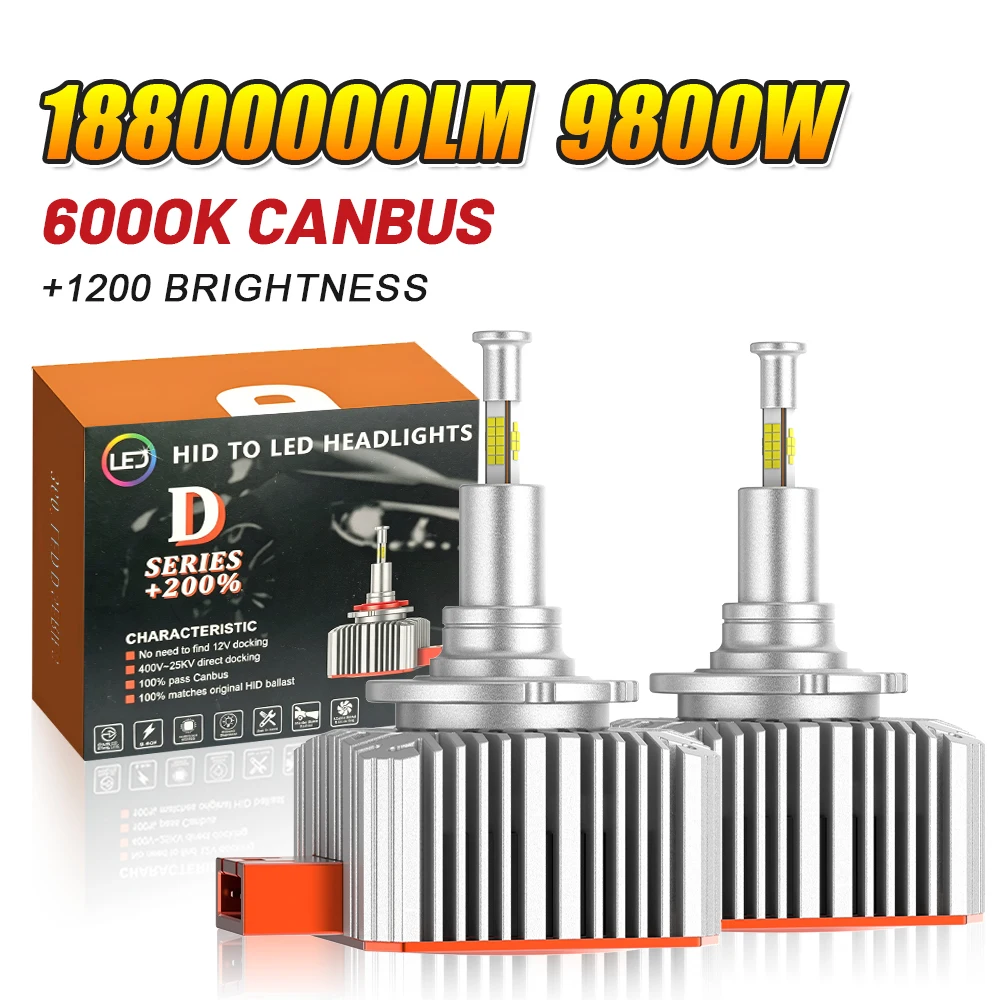 9800W D3S D1S LED Headlights Canbus 1:1 HID D5S D8S D1R D3R Auto Lamp 18800000LM Super Bright Plug&Play Turbo LED Bulb For Car
9800W D3S D1S LED Headlights Canbus 1:1 HID D5S D8S D1R D3R Auto Lamp 18800000LM Super Bright Plug&Play Turbo LED Bulb For Car