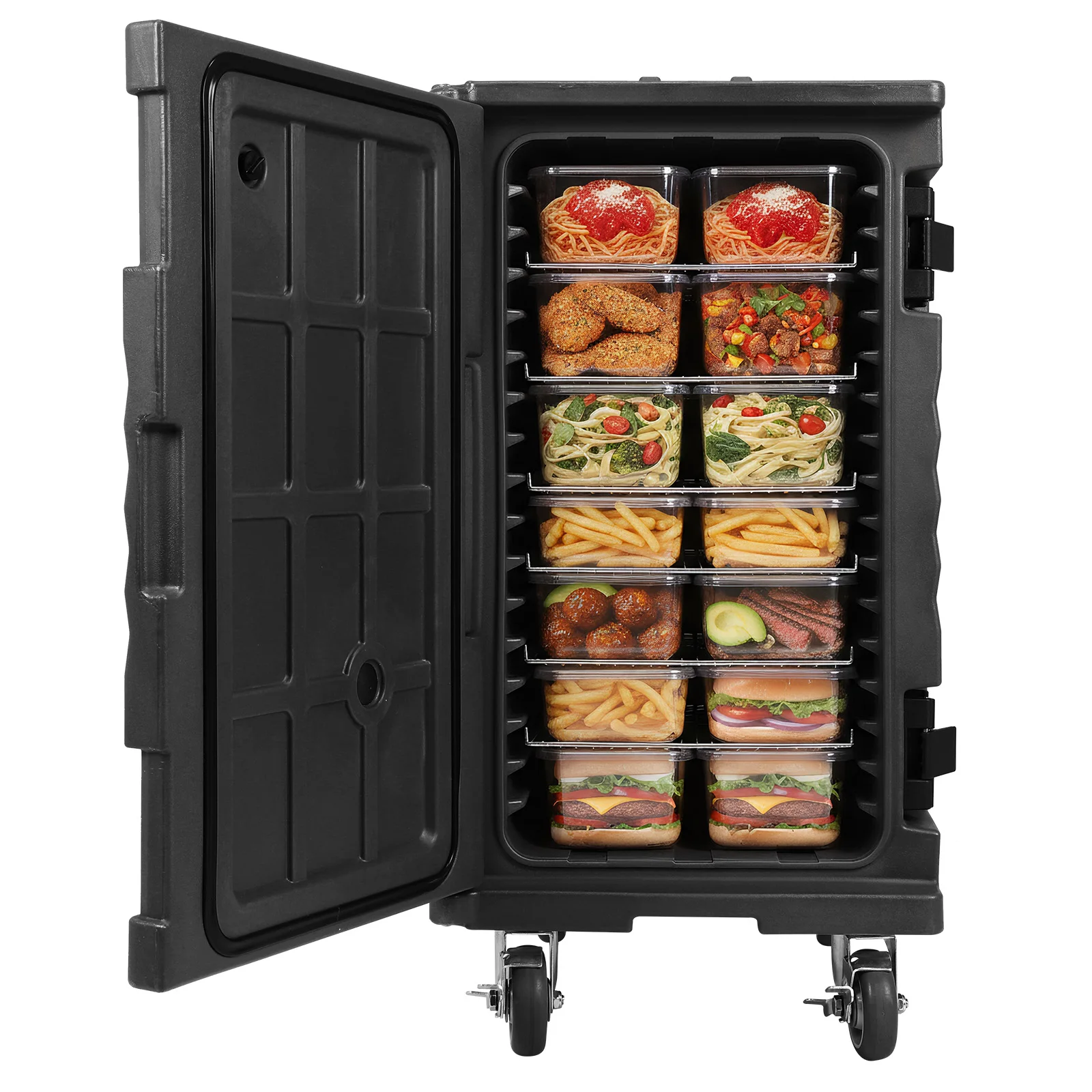 118QT Front Loading Insulated Food Pan Carrier LLDPE Food Box Carrier with Wheels W/Handles for Catering & Transport
118QT Front Loading Insulated Food Pan Carrier LLDPE Food Box Carrier with Wheels W/Handles for Catering & Transport