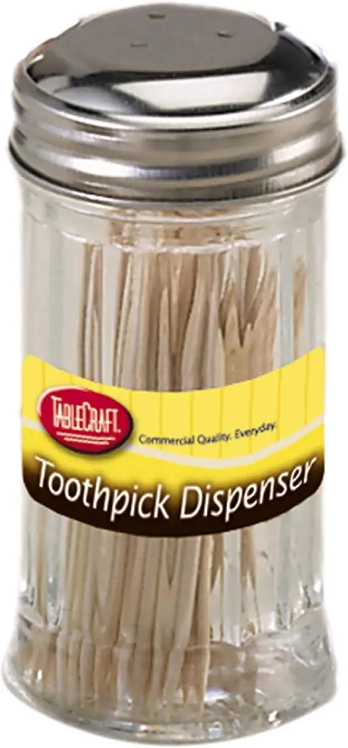 Glass Toothpick Dispenser with Stainless Steel Top, Dishwasher Safe for Home or Commercial Use
Glass Toothpick Dispenser with Stainless Steel Top, Dishwasher Safe for Home or Commercial Use