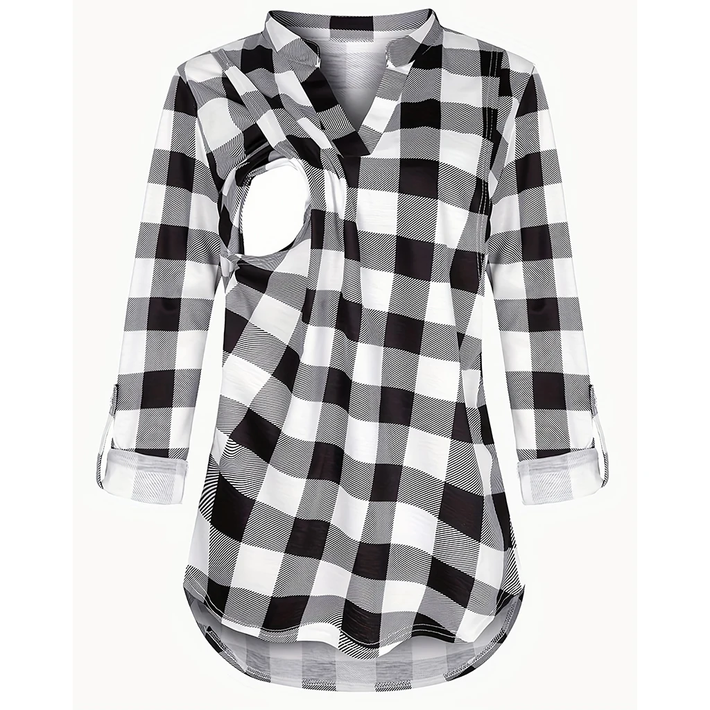 Plaid Print Long Sleeve Nursing V-Neck T-Shirt Top for Women Comfortable Breathable Casual Fashion
Plaid Print Long Sleeve Nursing V-Neck T-Shirt Top for Women Comfortable Breathable Casual Fashion