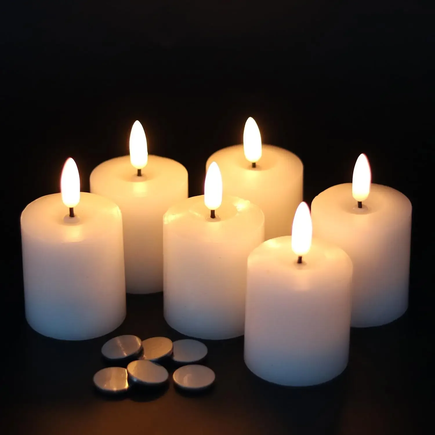 Flameless Pillar Candles With Timer – Battery Operated Real Wax LED Votive 3D Wick Candles, 6 Pack White
Flameless Pillar Candles With Timer – Battery Operated Real Wax LED Votive 3D Wick Candles, 6 Pack White