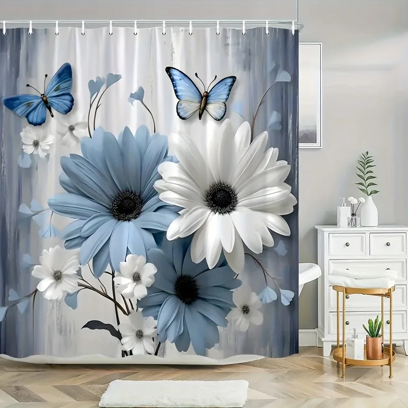 Blue White Daisy Shower Curtain Waterproof Fabric Bathroom Curtains Butterfly Flower Bath Screen Divider Home Decor With Hooks
Blue White Daisy Shower Curtain Waterproof Fabric Bathroom Curtains Butterfly Flower Bath Screen Divider Home Decor With Hooks
