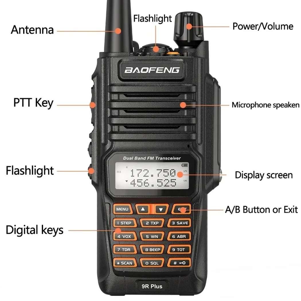 2 шт. водонепроницаемые рации Baofeng UV-9R PLUS 10 Вт портативный CB любительский радиоприемопередатчик VHF UHF 2-стороннее радио uv9r плюс охота 10 км
2 шт. водонепроницаемые рации Baofeng UV-9R PLUS 10 Вт портативный CB любительский радиоприемопередатчик VHF UHF 2-стороннее радио uv9r плюс охота 10 км