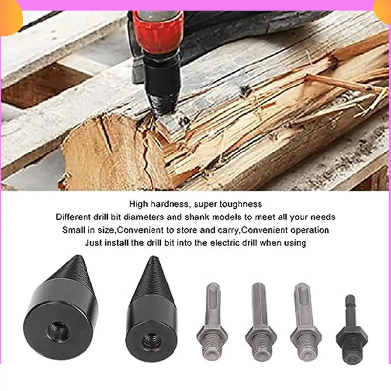 A23P Pack Of 6 Log Splitter Bits, 32Mm 42Mm Removable Splitting Cone Firewood Splitter Bits With 4 Handles
A23P Pack Of 6 Log Splitter Bits, 32Mm 42Mm Removable Splitting Cone Firewood Splitter Bits With 4 Handles