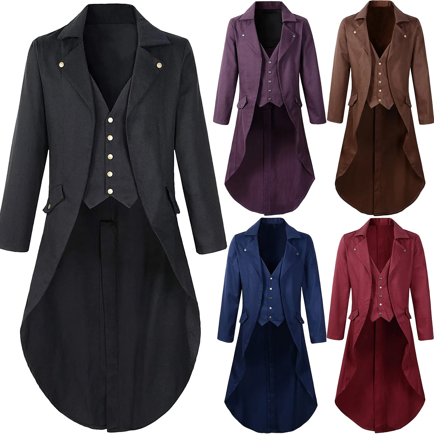 Men's Gothic Tailcoat Medieval Victorian Steampunk Jacket Halloween Pirate Cosplay Tuxedo Masquerade Nobleman Stage Performance
Men's Gothic Tailcoat Medieval Victorian Steampunk Jacket Halloween Pirate Cosplay Tuxedo Masquerade Nobleman Stage Performance