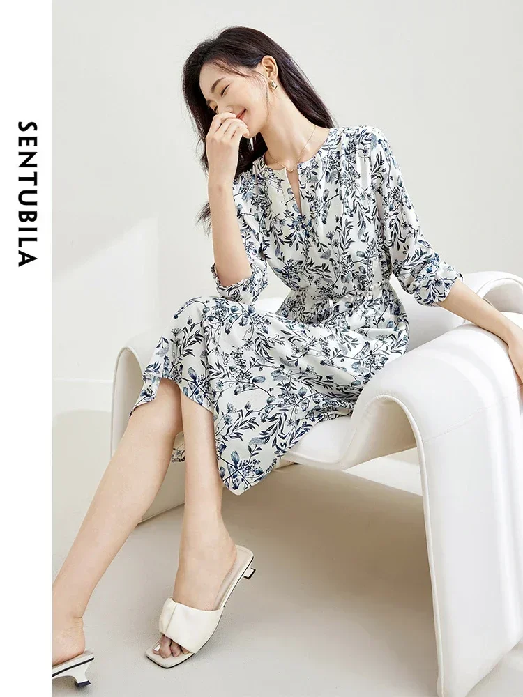 SENTUBILA Summer Print Dresses Women 2025 Elegant Fashion Three Quarter Sleeve Chinese Style Printing Tie Belt Dress Q22L42358
SENTUBILA Summer Print Dresses Women 2025 Elegant Fashion Three Quarter Sleeve Chinese Style Printing Tie Belt Dress Q22L42358
