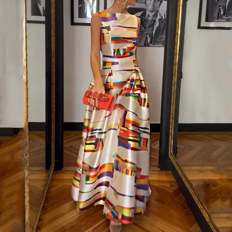 Printed Dress Women Sleeveless Waist Cinching Spring Summer Casual Bodycon Dresses
Printed Dress Women Sleeveless Waist Cinching Spring Summer Casual Bodycon Dresses