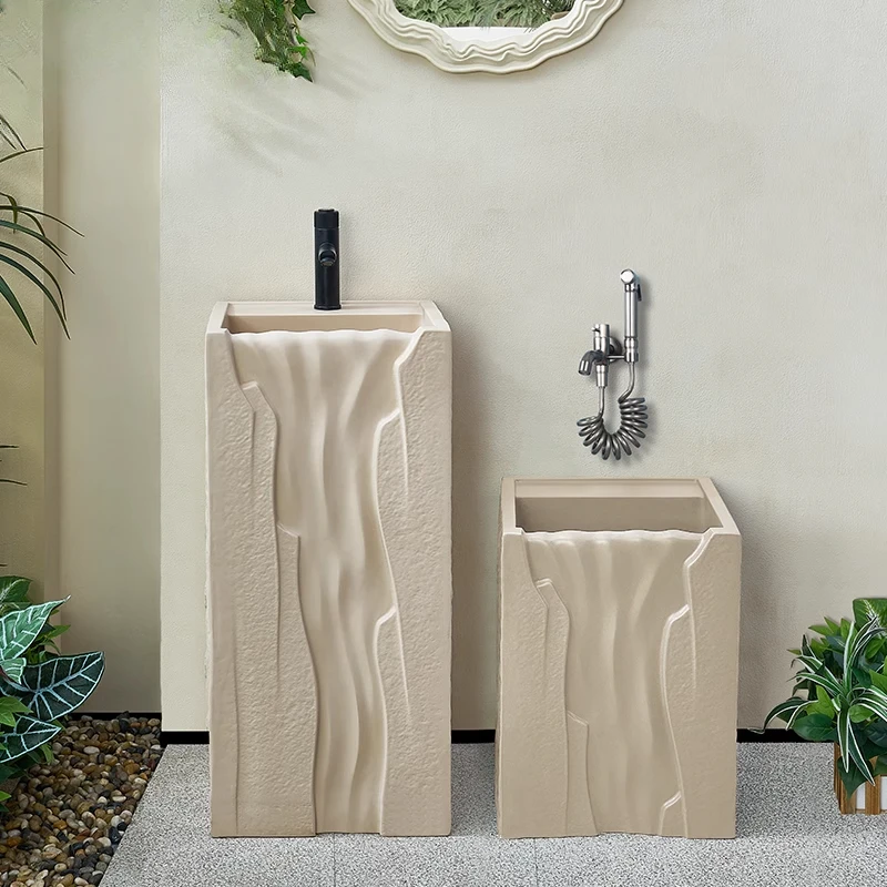 Column basin Outdoor stone column wash basin Garden integrated floor wash basin
Column basin Outdoor stone column wash basin Garden integrated floor wash basin