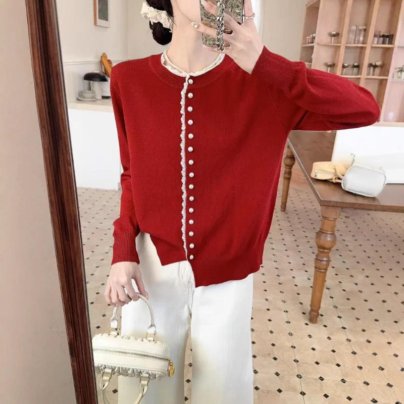 Lace Trim Knitted Cardigan Sweater Women Spring Autumn New Style Sweet Fashion Gentle Unique Round Neck Long Sleeve Top
Lace Trim Knitted Cardigan Sweater Women Spring Autumn New Style Sweet Fashion Gentle Unique Round Neck Long Sleeve Top