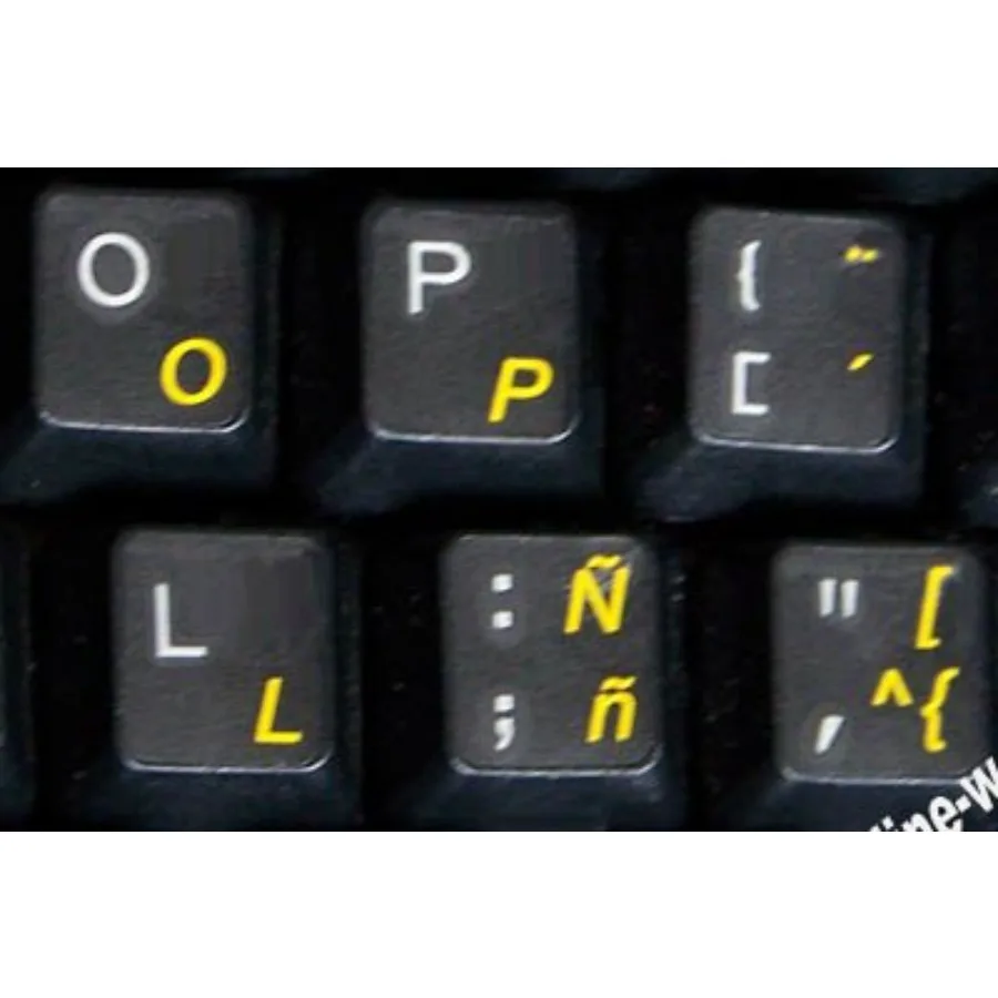 Spanish Latin American Keyboard Stickers Transparent Background Yellow Letters for Any Laptop Computer PC Desktop Notebook
Spanish Latin American Keyboard Stickers Transparent Background Yellow Letters for Any Laptop Computer PC Desktop Notebook