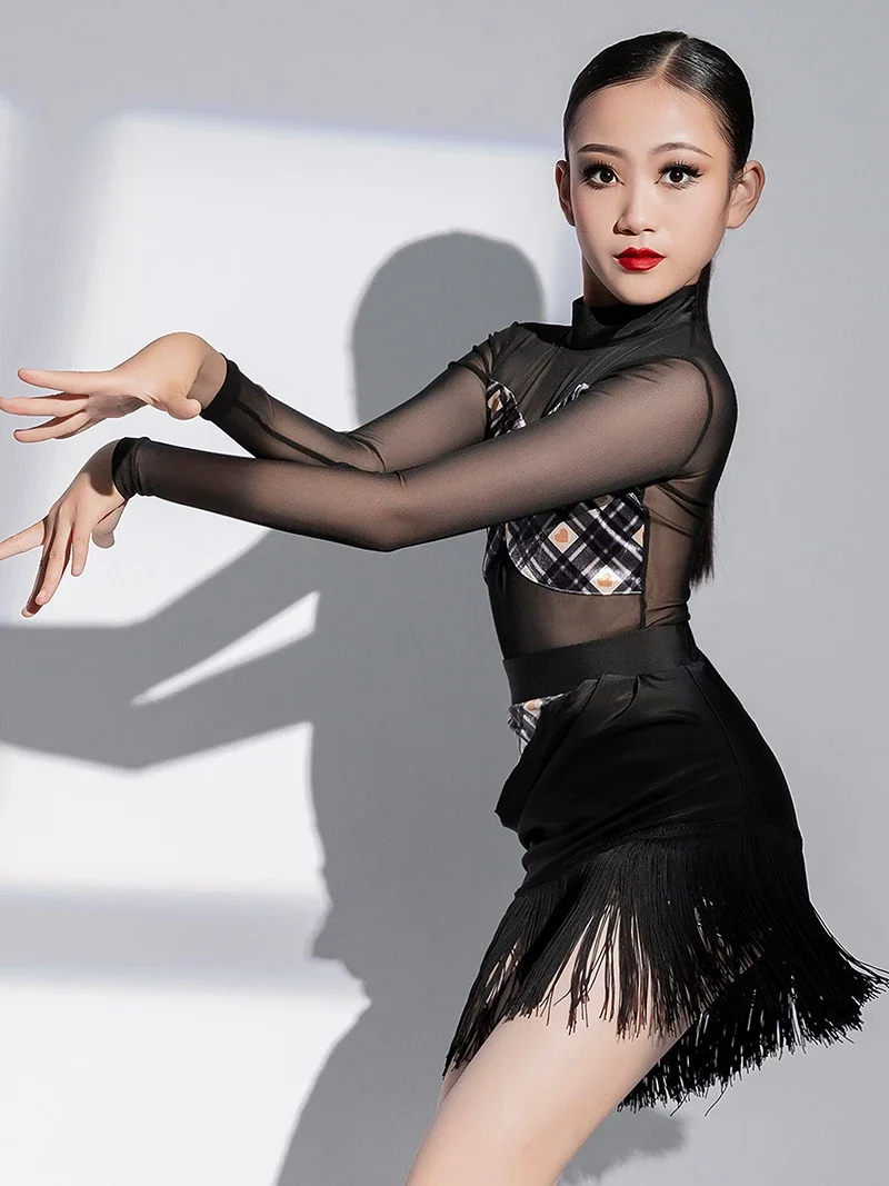 Kids Girls Latin Dance Sets Mesh Zipper Bodysuit Tassels Skirts Ballroom Rumba Dancewear Training Cha cha Performance Costumes
Kids Girls Latin Dance Sets Mesh Zipper Bodysuit Tassels Skirts Ballroom Rumba Dancewear Training Cha cha Performance Costumes