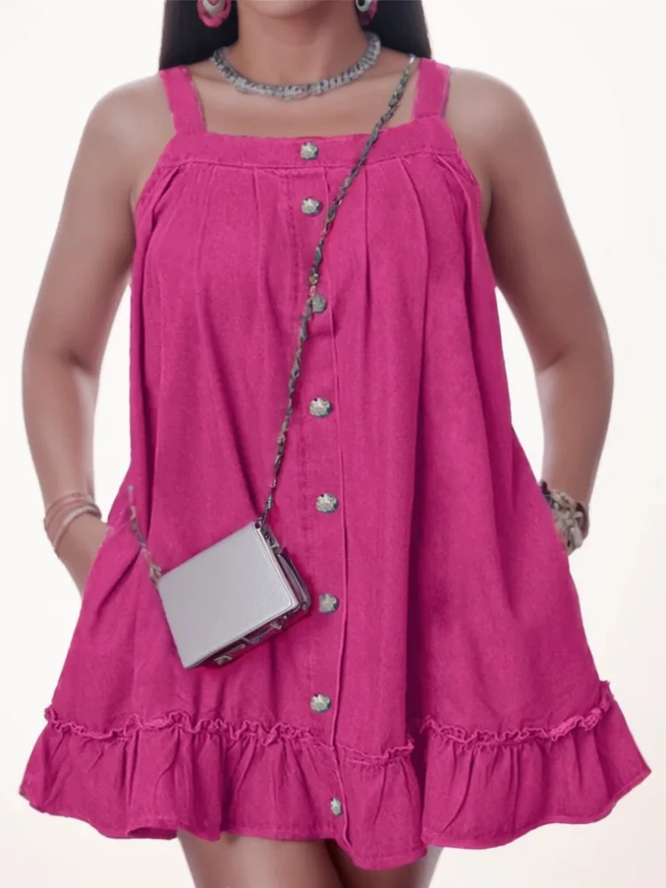 Plus Size 5XL VONDA 2025 Women Denim Dress Sleeveless Summer Vestidos Casual Square Sleeve Mini Sundress Buttons Ruffled Robe
Plus Size 5XL VONDA 2025 Women Denim Dress Sleeveless Summer Vestidos Casual Square Sleeve Mini Sundress Buttons Ruffled Robe