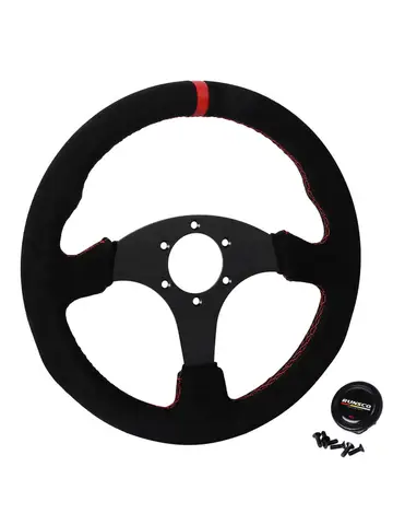 330mm Flat Steering Wheel Suede Aluminum Frame 13 Inch Drift Racing Pc Game Steering Wheel Universal