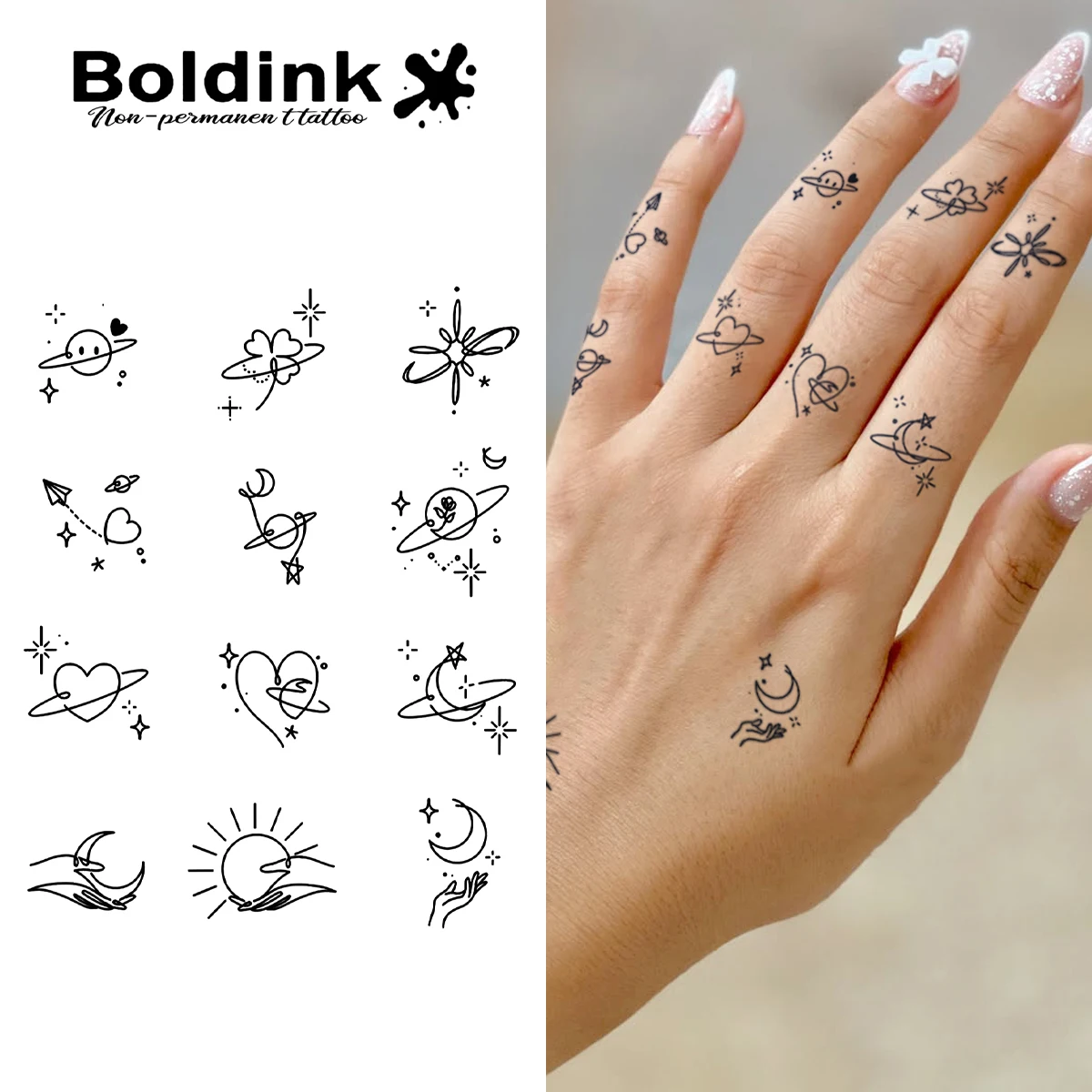 BOLDINK Starry Sky Love Tattoo Sticker Natural Waterproof Easy Tear off No Residue Lasts 1-2 Weeks for Daily Party Makeup
BOLDINK Starry Sky Love Tattoo Sticker Natural Waterproof Easy Tear off No Residue Lasts 1-2 Weeks for Daily Party Makeup