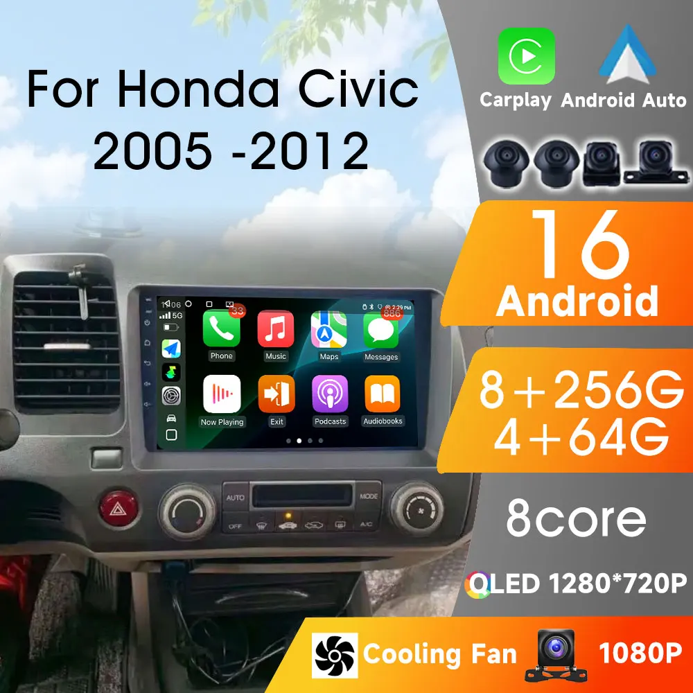 Carplay Android Auto Wireless For Honda Civic 8 2005 2006-2012 2Din Android 8Core WIFI Car Radio Video Android 16 Player
Carplay Android Auto Wireless For Honda Civic 8 2005 2006-2012 2Din Android 8Core WIFI Car Radio Video Android 16 Player