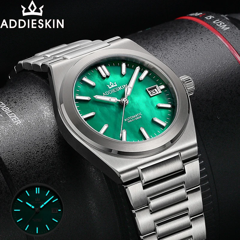 ADDIESKIN Мужские автоматические механические часы Miyota 9015 с сапфировым стеклом и перламутровым циферблатом Роскошные стальные наручные часы 100 м Waterpro
ADDIESKIN Мужские автоматические механические часы Miyota 9015 с сапфировым стеклом и перламутровым циферблатом Роскошные стальные наручные часы 100 м Waterpro