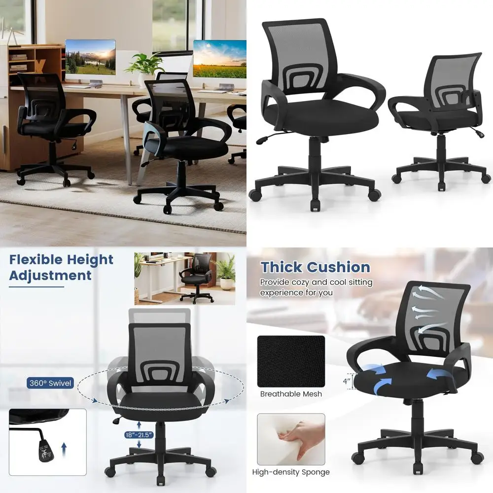 Adjustable Ergonomic Mesh Chair with Lumbar Support & Swivel for Home Office Desk, Black
Adjustable Ergonomic Mesh Chair with Lumbar Support & Swivel for Home Office Desk, Black