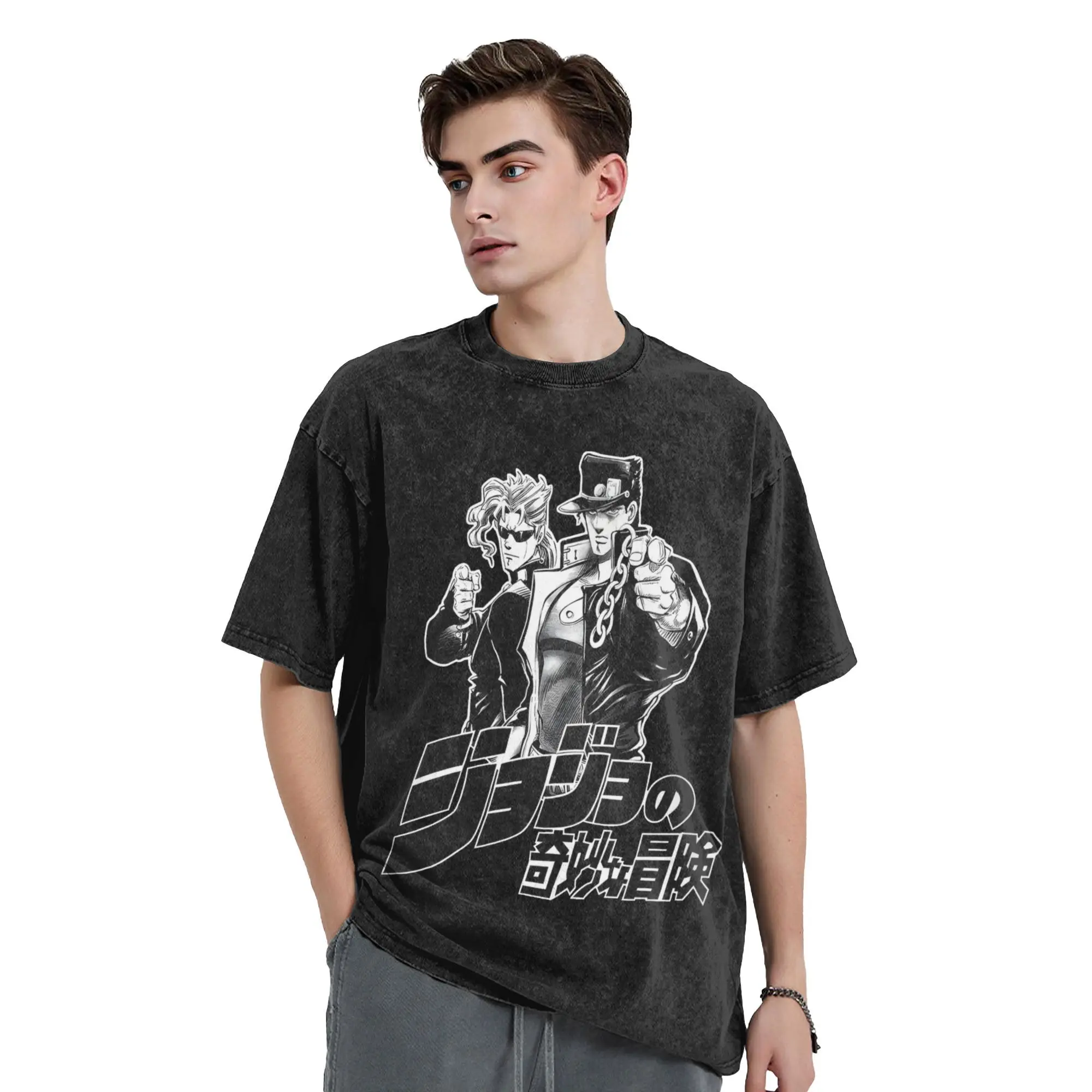 Промытая футболка Jojo Bizarre Adventure, футболка в стиле аниме, уличная одежда больших размеров, хлопковые топы с графическим принтом, футболки для мужчин и женщин
Промытая футболка Jojo Bizarre Adventure, футболка в стиле аниме, уличная одежда больших размеров, хлопковые топы с графическим принтом, футболки для мужчин и женщин