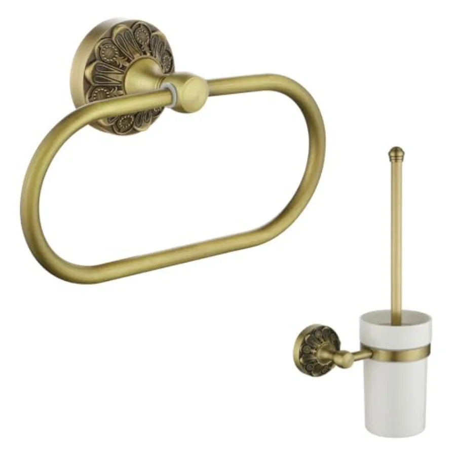 Towel Ring + Toilet Brush Holder Brass Bathroom Accessories Set
Towel Ring + Toilet Brush Holder Brass Bathroom Accessories Set