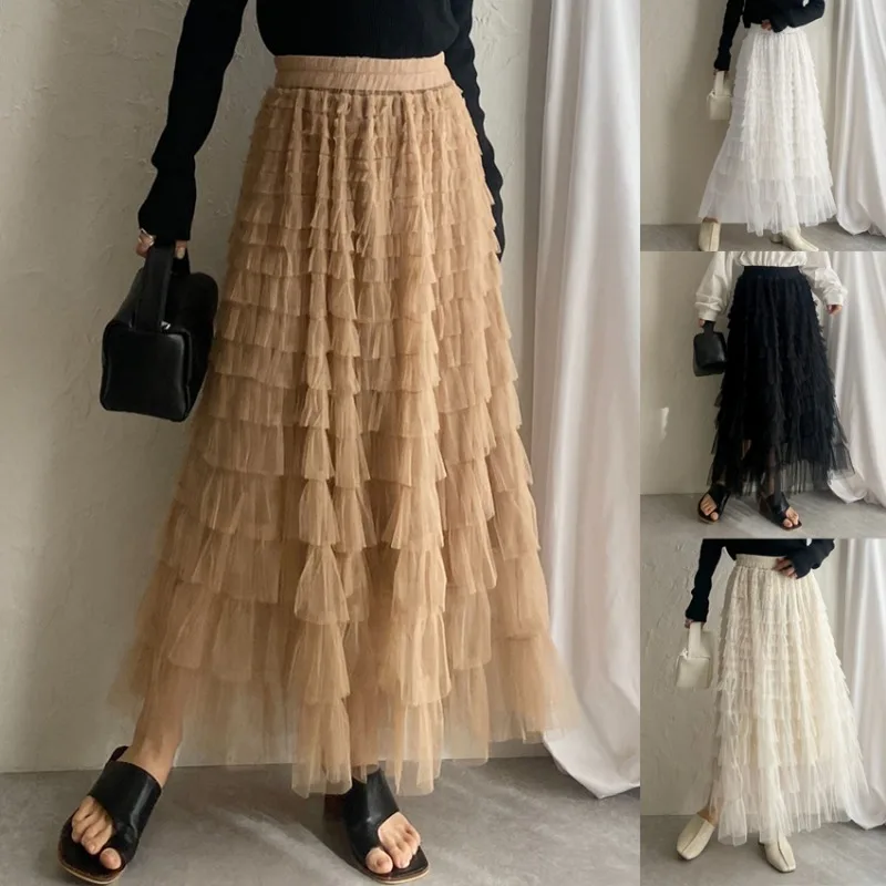 Mesh Cake Skirt Women Spring Summer Korean Fashion Elastic HIgh Waist Double-deck A-line Long Skirts Lady Casual Princess Skirts
Mesh Cake Skirt Women Spring Summer Korean Fashion Elastic HIgh Waist Double-deck A-line Long Skirts Lady Casual Princess Skirts