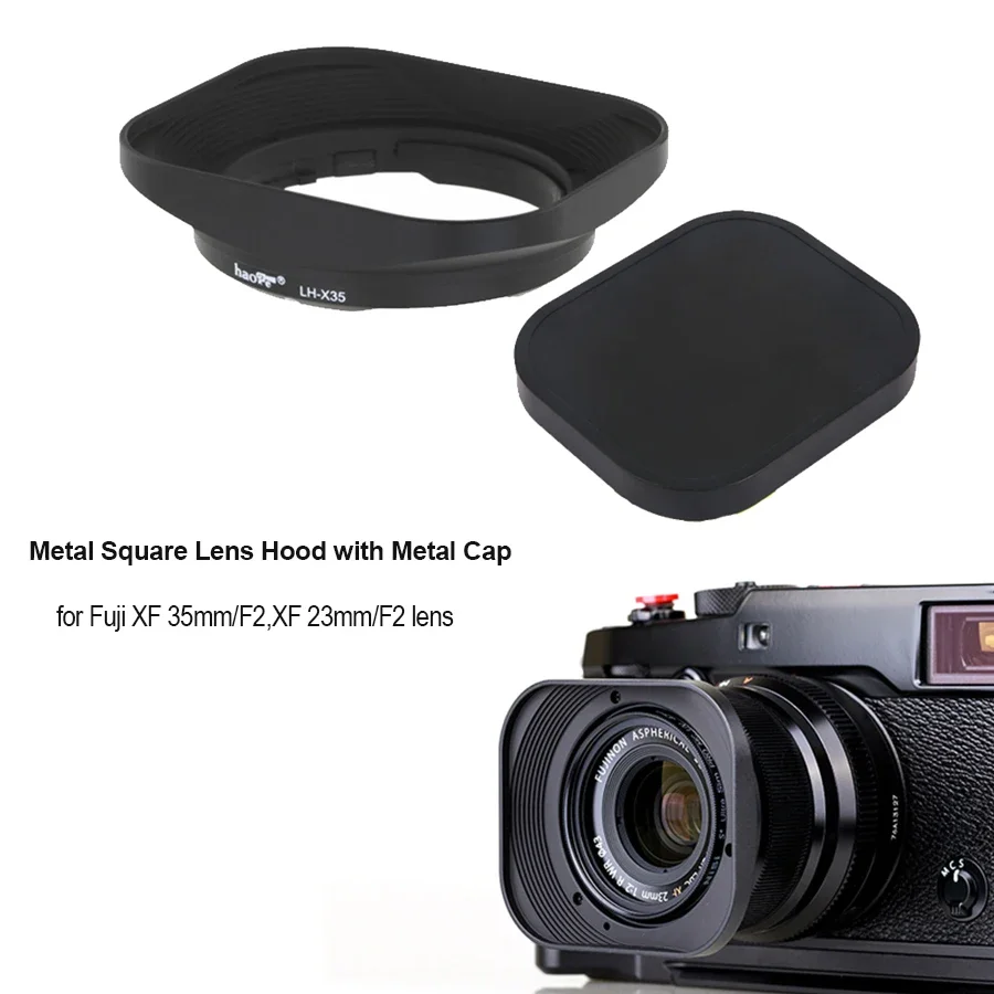 CNC Aluminum alloy Square Lens Hood with Cap for Fuji FUJINON Lens XF 35mm/F2, XF 23mm/F2
CNC Aluminum alloy Square Lens Hood with Cap for Fuji FUJINON Lens XF 35mm/F2, XF 23mm/F2