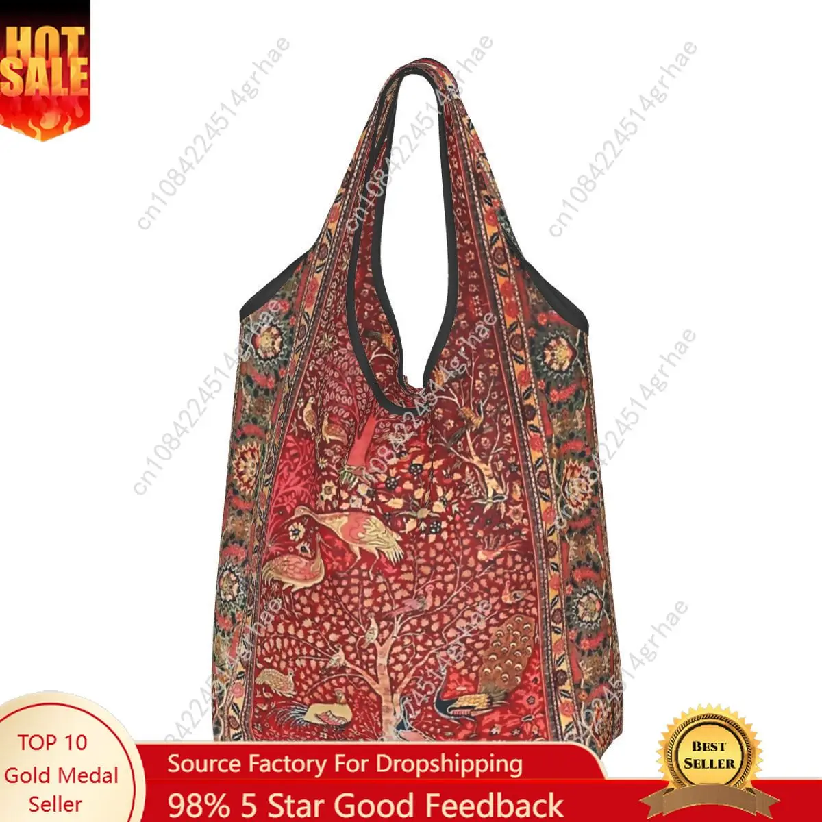 Custom Antique Persian Rug Bird Tree Flowers Shopping Bag Portable Big Capacity Groceries Bohemian Floral Shopper Tote Bags
Custom Antique Persian Rug Bird Tree Flowers Shopping Bag Portable Big Capacity Groceries Bohemian Floral Shopper Tote Bags
