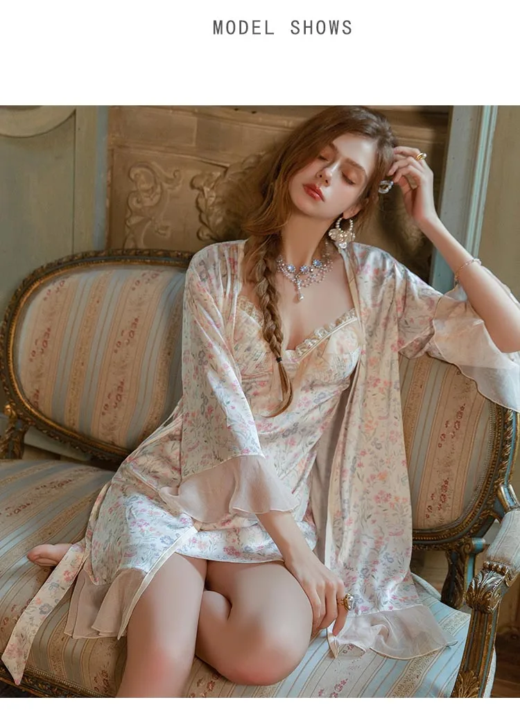 Sexy Lingerie Low Cut Mesh Lace Satin Print Padded Nightgown Robe Homewear Set Babydoll Sheer Erotic Hot Women Slip Gown Night
Sexy Lingerie Low Cut Mesh Lace Satin Print Padded Nightgown Robe Homewear Set Babydoll Sheer Erotic Hot Women Slip Gown Night