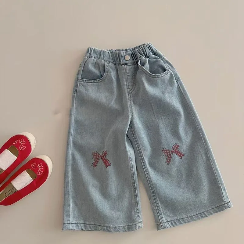 2025 Summer Kids Girls School Wide Leg Pants Korean Printed Bows Baby Girl's Jeans Straight Denim Pant New Sweet Fashion 2-8y
2025 Summer Kids Girls School Wide Leg Pants Korean Printed Bows Baby Girl's Jeans Straight Denim Pant New Sweet Fashion 2-8y